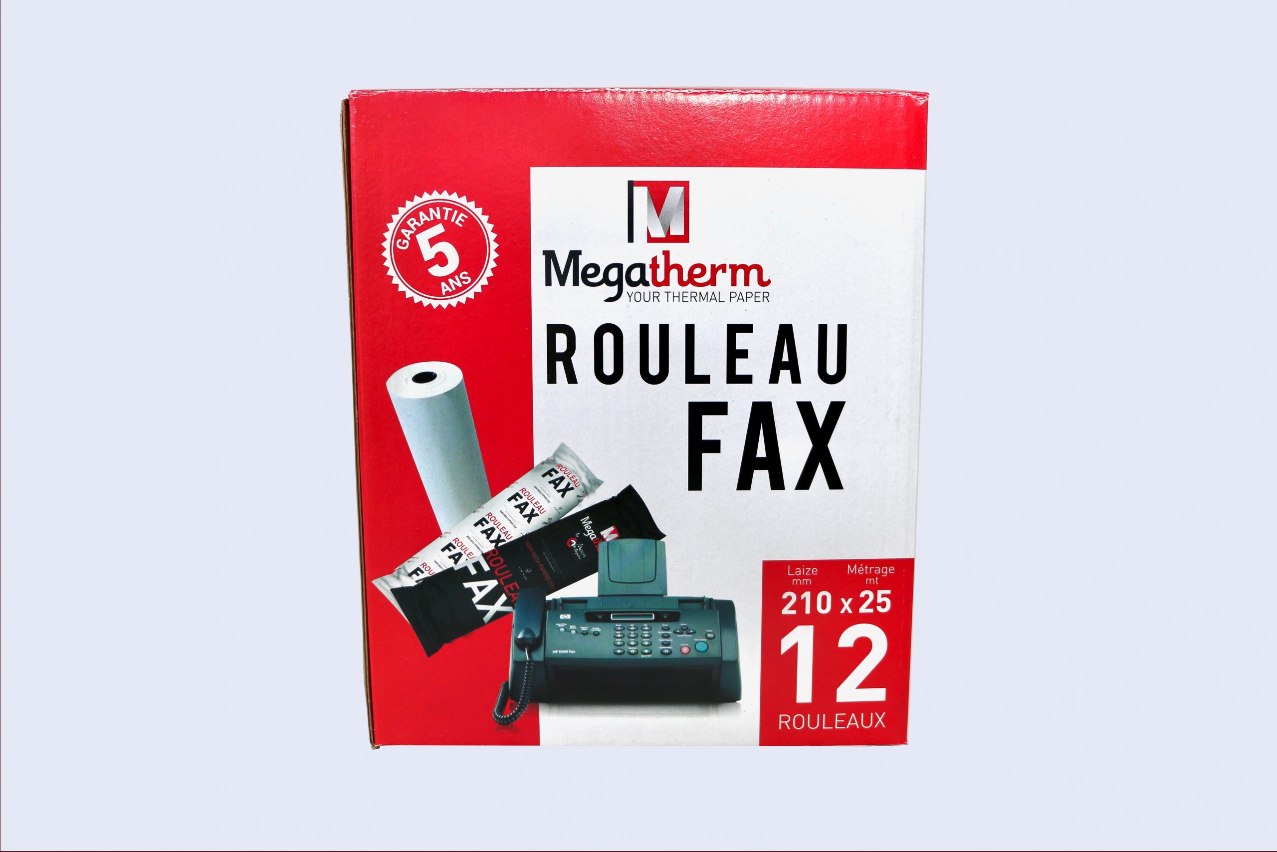 Rouleau papier thermique pour fax (dim: 210mm x 30m) - Mandrin